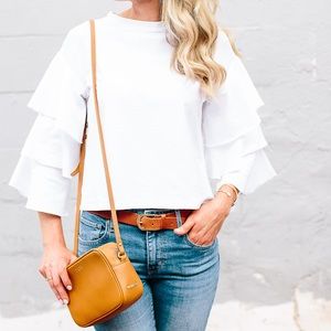H&M 4 white ruffle sleeve top